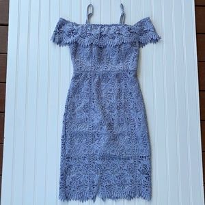 J.O.A. - Off the shoulder lace dress in blue - size XS